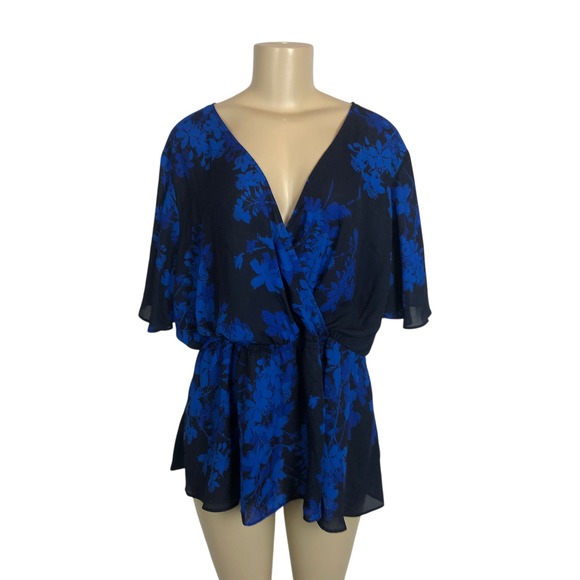 Worthington Tops - Worthington Floral Print Surplice Kimono Top Blouse Size 2X Faux Wrap V-Neck